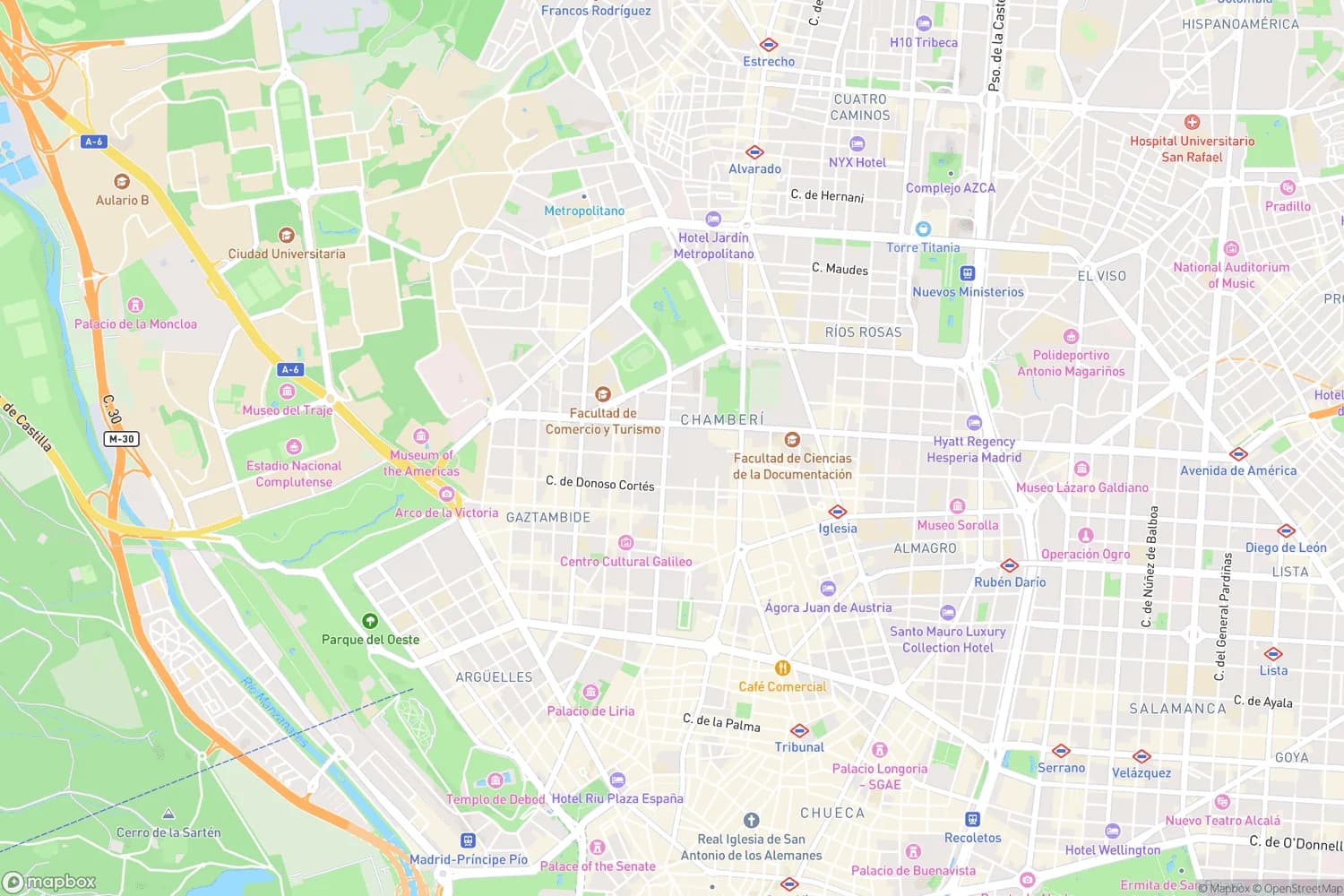 Mapa del distrito de Chamberí en Madrid