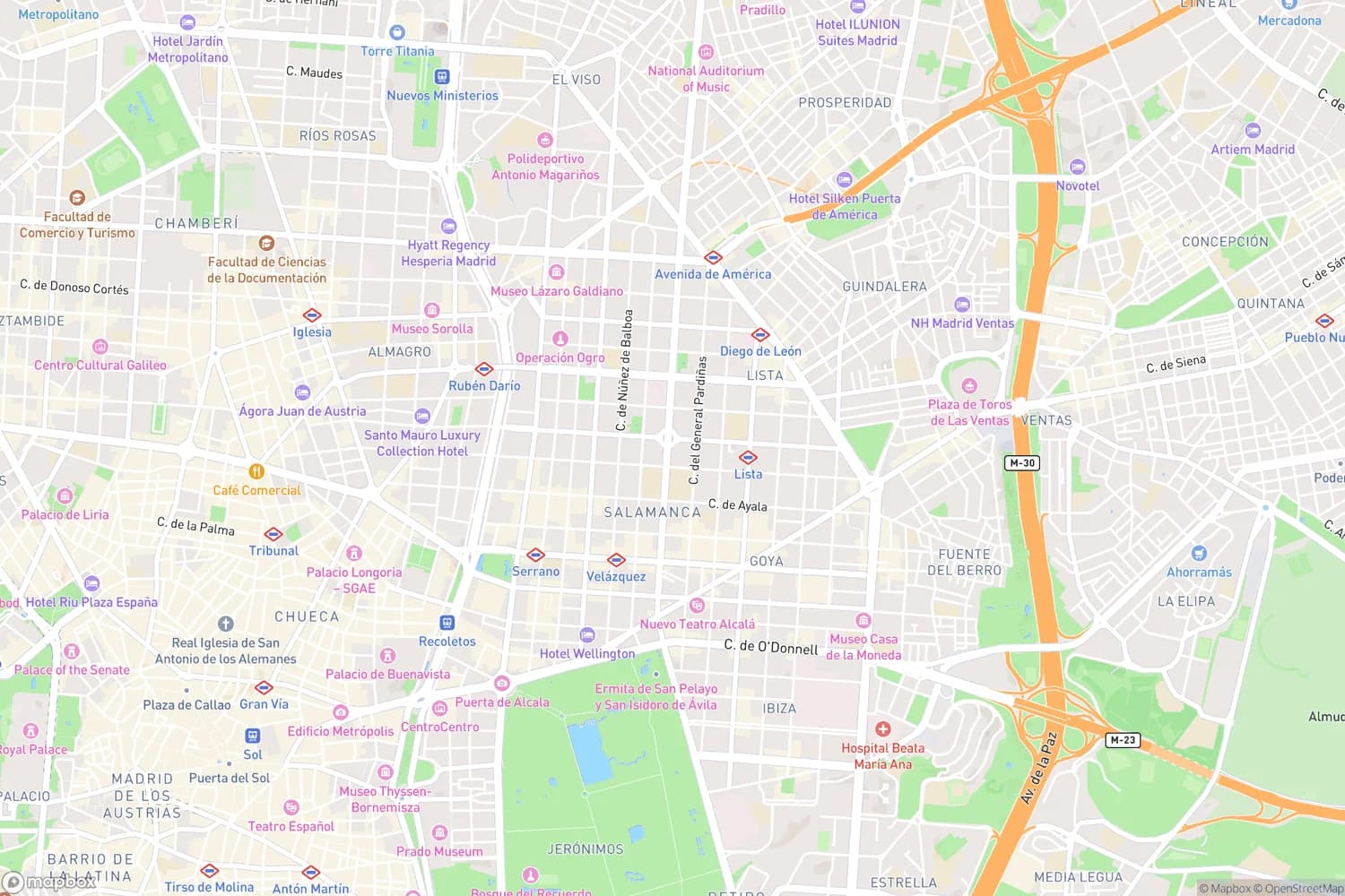 Map of Salamanca district in Madrid